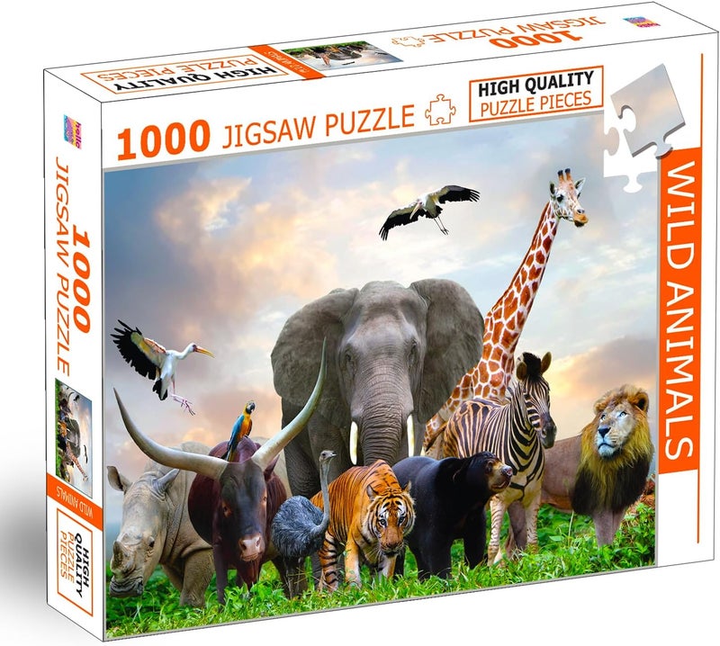 BRIJBASI Wild Animals Jigsaw Puzzle – 1000 Piece Puzzle | Safari & Jungle Wildlife Brain Game | Gift for Puzzle Lovers and Nature Enthusiasts - Image 1