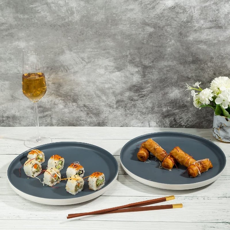 EZ Life Matte Pastel Shallow 10 Inch Ceramic Plate - Sesame Series Matt Blue - Pack of 2 - Dinnerware - Serveware - Home Kitchen, Tableware, Dining Sets Plate, Ceramic Crockery, Plates - Image 3