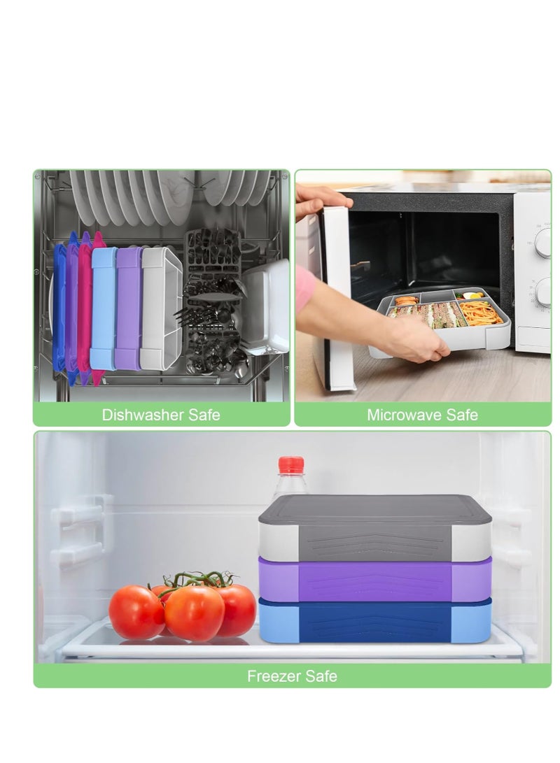 Bento Lunch Box Kids, Bento Box Lunch Box Adults with 5 Compartments and 1 Salad Dressing Containers, Snack Box for Kids and Adults Work School (Grey) - Image 5