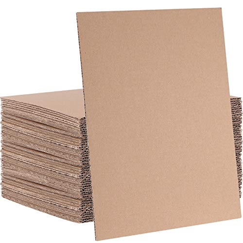 HAKZEON 50 Pack 8.5 x 11 Inch Corrugated Cardboard Sheets, Cardboard Paper, Flat Cardboard Inserts for Packaging Shipping Mailing DIY Crafts, Brown - Image 1