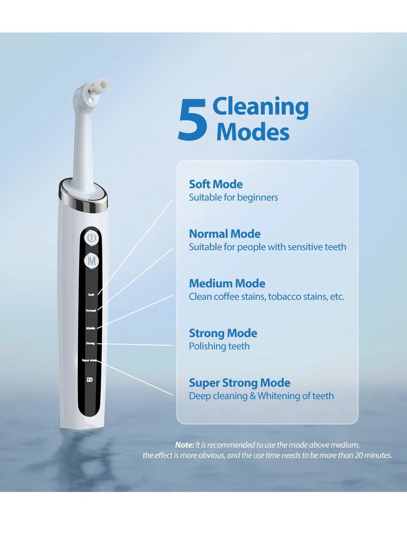 SYOSI Electric Tooth Polisher Teeth Whitening Kit with 5 Replacement Heads LED Light USB Rechargeable IPX6 Waterproof 5 Modes Teeth Whitening Dental Calculus Removal for Better Whitening Effect - Image 2