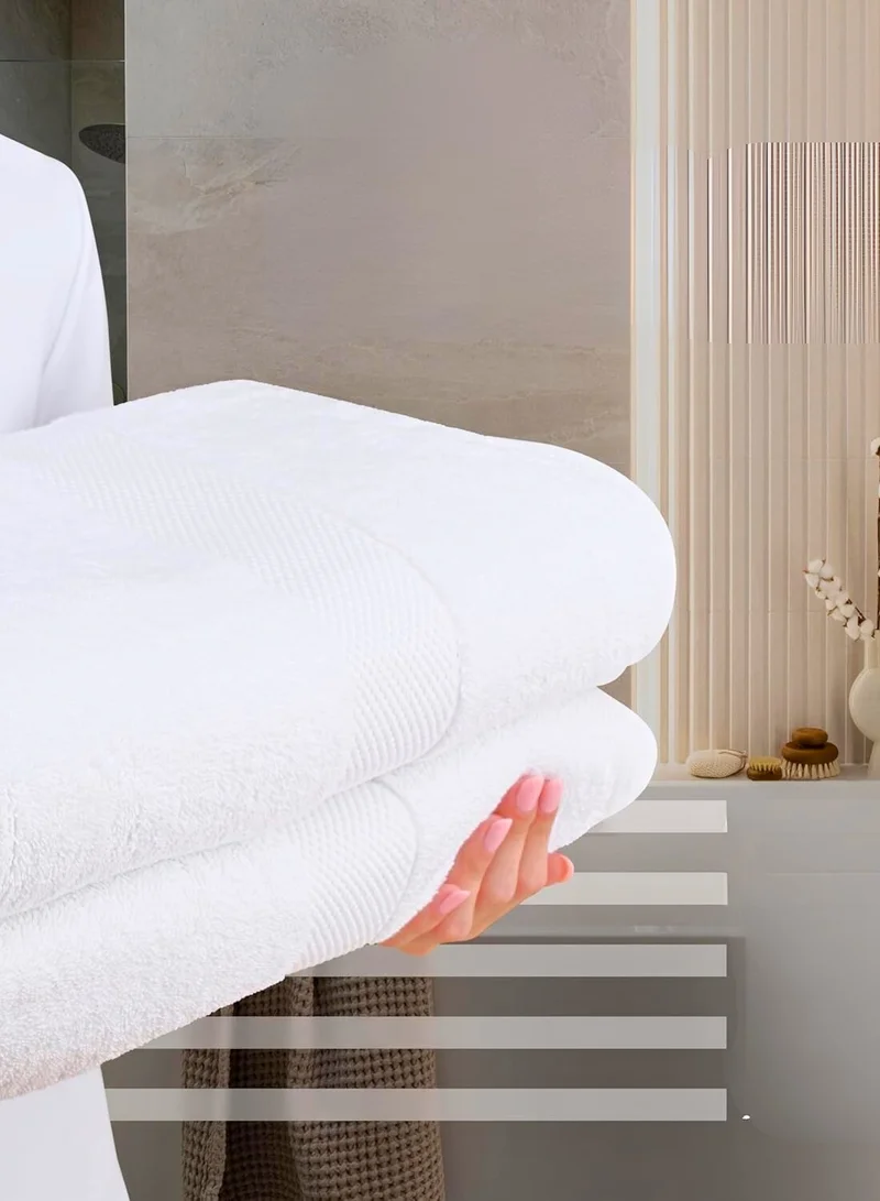 1Chase Luxury Bath Towels White - Set of 4, Large 70x140 cm, 600 GSM, 100% Cotton, Ultra-Soft & Absorbent