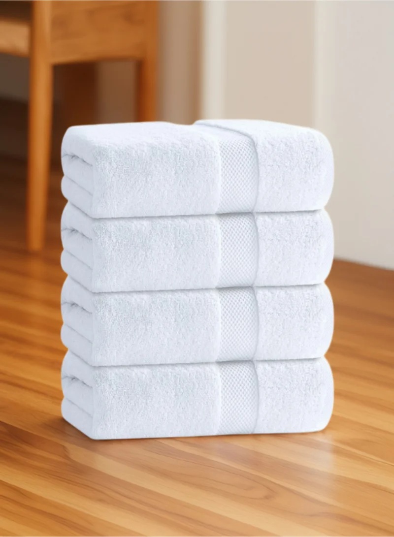1Chase Luxury Bath Towels White - Set of 4, Large 70x140 cm, 600 GSM, 100% Cotton, Ultra-Soft & Absorbent