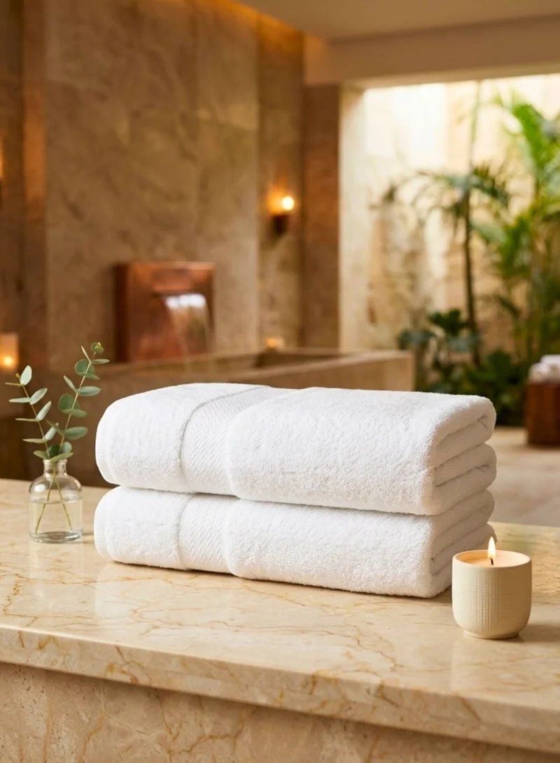 1Chase White Luxury Bath Towels White - Set of 4, Large 70x140 cm, 600 GSM, 100% Cotton, Ultra-Soft & Absorbent  | Best Price UAE