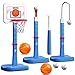 ShyLizard 3 in 1 Kids Basketball Hoop and T Ball Set Adjustable Height Toddler Basketball Hoop Hanging Tee Baseball Indoor Outdoor Sports Toys Gifts for Toddlers Boys Girls Ages 3 4 5 YearBlue - Image 2