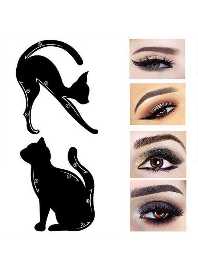 Lemoncy 2 In 1 Cat Shape Eyeliner Template Stencil Smoky Eyeshadow Applicators Eyeliner Plate Matte Pvc Material Professional Multifunction Black Cat Shape Eye Liner & Eye Shadow Guide Template　 (1Pack)  - Image 5