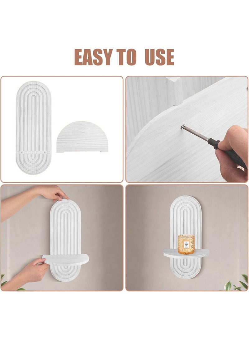 XiuWoo 2-Pcs Boho Wood Wall Hanging Shelves, Arch Decor Shelf, Home Floating Storage Shelf, Bohemian Display Shelving, Wall Decor Rack for Home, Office - Image 3