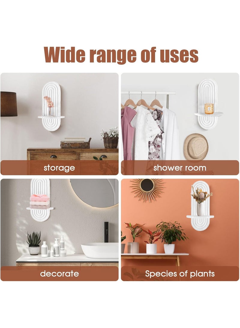 XiuWoo 2-Pcs Boho Wood Wall Hanging Shelves, Arch Decor Shelf, Home Floating Storage Shelf, Bohemian Display Shelving, Wall Decor Rack for Home, Office - Image 2