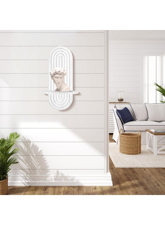 XiuWoo 2-Pcs Boho Wood Wall Hanging Shelves, Arch Decor Shelf, Home Floating Storage Shelf, Bohemian Display Shelving, Wall Decor Rack for Home, Office - Image 5