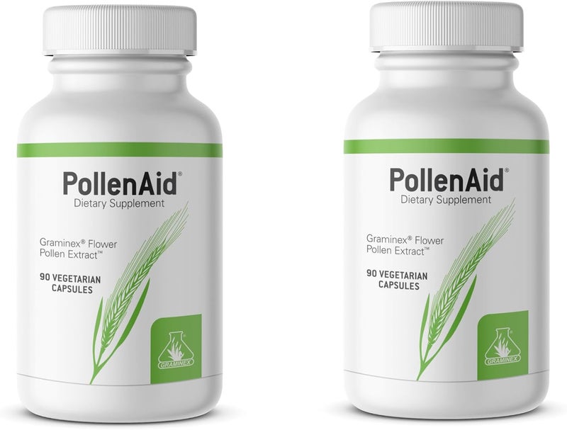 GRAMINEX PollenAid Prostate Supplement All Natural Prostate Support for Bladder Control  Urinary Tract Health Rye Pollen Extract Made in USA 90 Vegetarian Caps Pack of 2 - Image 1