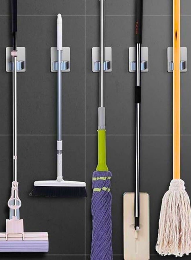 4 PCS Broom Holder Mop Holder Broom & Mop Grippers Self Adhesive No Drilling Super Anti-Slip Broom and Dustpan Hanger Wall Mount Mops Rakes Holder for Home, Kitchen, Garden, Garage Storage - Image 2