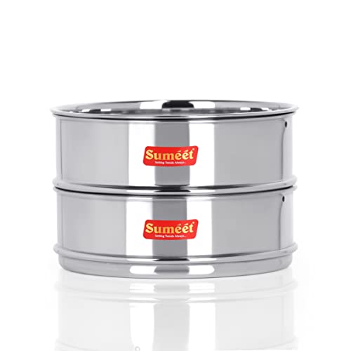 Sumeet Stainless Steel Flat Stackable Container/Separator With Lid Suitable For 2 Liter Inner & Outer Lid Cooker, silver - Image 1