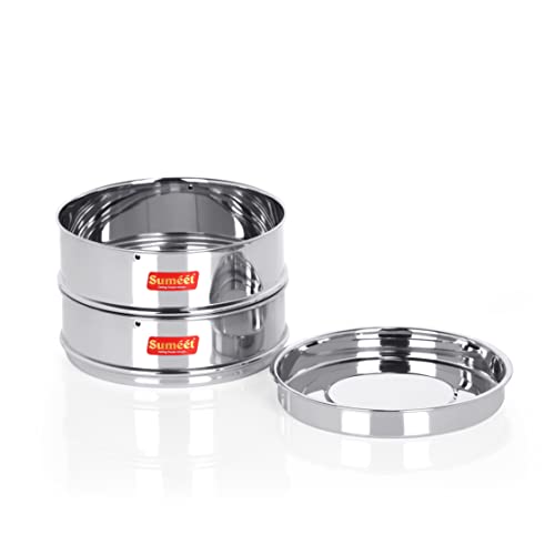 Sumeet Stainless Steel Flat Stackable Container/Separator With Lid Suitable For 2 Liter Inner & Outer Lid Cooker, silver - Image 5