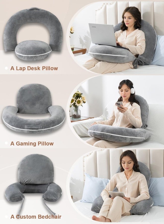 INSEN Reading Pillow, Back Pillow for Sitting in Bed for Reading, Nurse & Relax, Reading Pillow for Adults, Moms & Kids, Sit Up Pillow for Bed, Green Jersey - Image 2