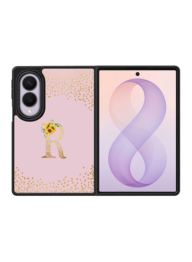Stylizedd Rugged Case for Samsung Galaxy Z Fold8- Slim Fit Hybrid Rubber Cover Sunflower Monogram - R (Pink)