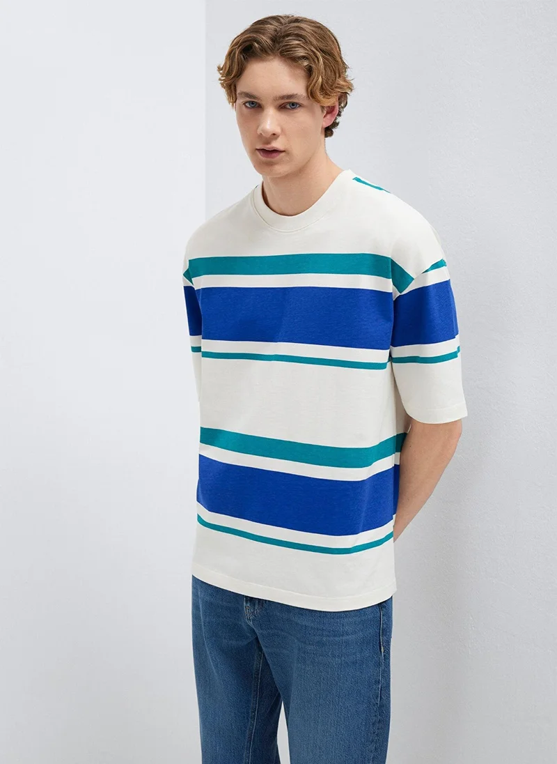مافي Block Striped Ecru T-Shirt