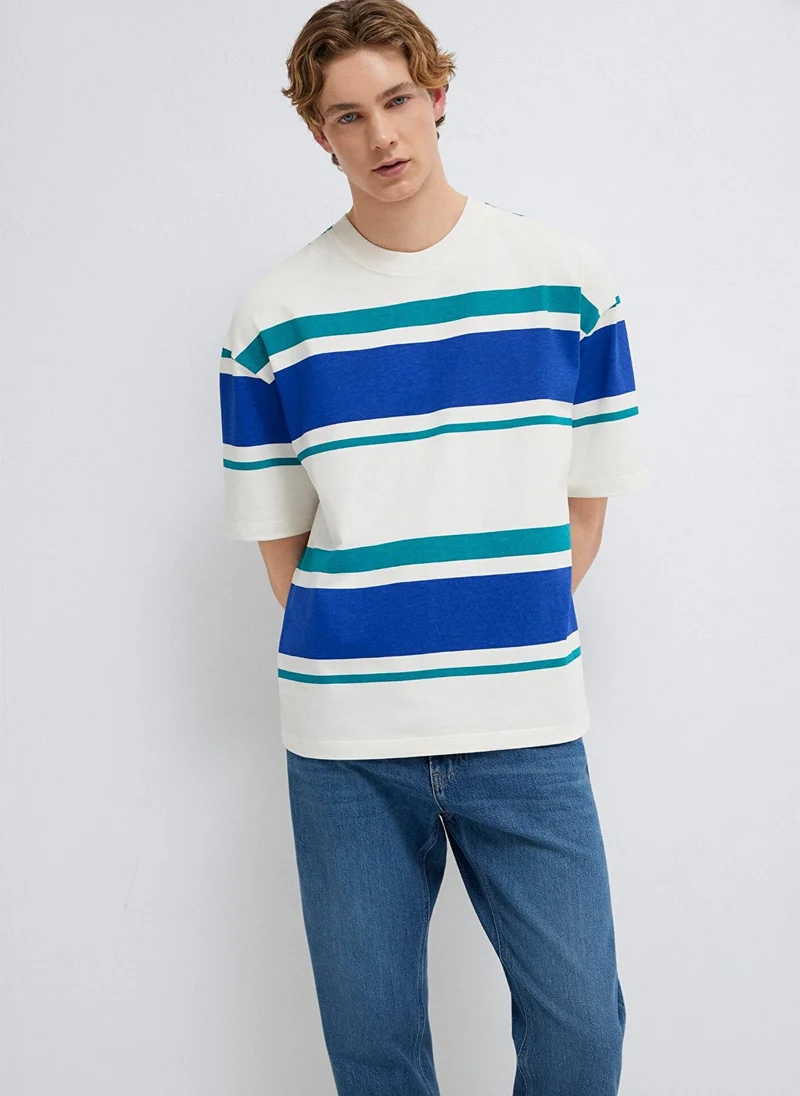 مافي Block Striped Ecru T-Shirt