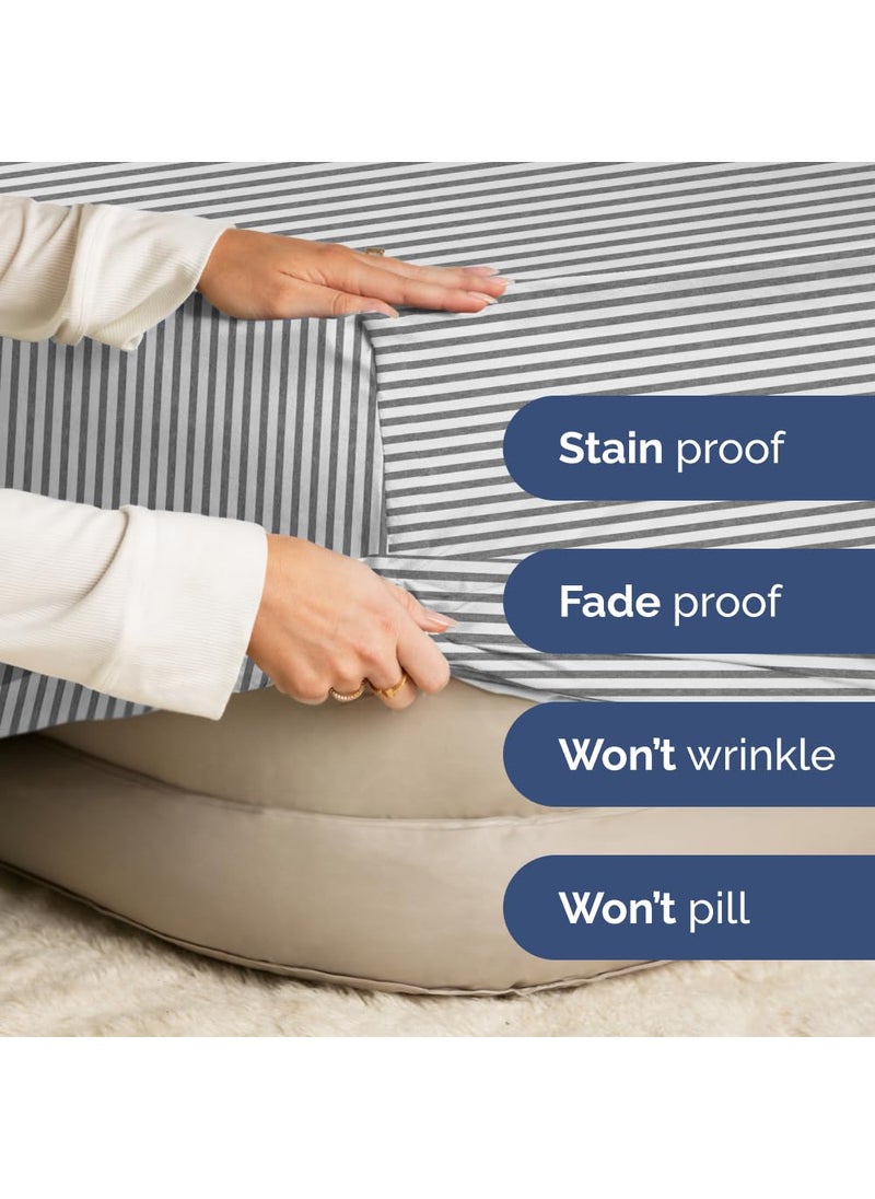 CGK Unlimited CGK Unlimited Extra Deep King Fitted Sheet - Hotel Luxury Only - Easily Fits 18 inch to 24 inch Mattress - Soft  Wrinkle Free  Breathable & Comfy Extra Deep Pockets Grey Stripes 2 Fitted Sheet  - Image 4