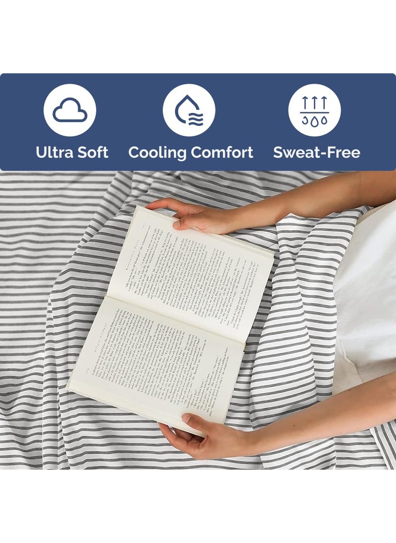 CGK Unlimited CGK Unlimited Extra Deep King Fitted Sheet - Hotel Luxury Only - Easily Fits 18 inch to 24 inch Mattress - Soft  Wrinkle Free  Breathable & Comfy Extra Deep Pockets Grey Stripes 2 Fitted Sheet  - Image 3