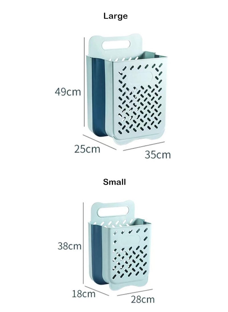 MONOGUE Plastic Collapsible Laundry Hamper with Wall Hanging Design Durable Waterproof Basket with Carrying Handle - Image 2