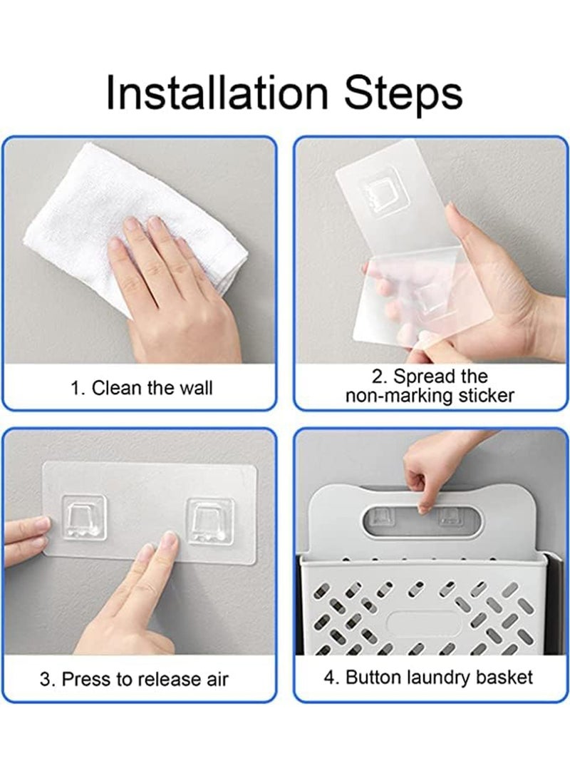 MONOGUE Plastic Collapsible Laundry Hamper with Wall Hanging Design Durable Waterproof Basket with Carrying Handle - Image 3