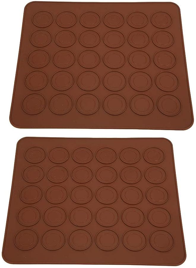 PROMASS Silicone Mat, 2Pcs 30 Holes Non-Stick Macaron Pad Baking Mat Mould Mold Oven Mat for Making Cake/Pudding/Chocolate, Kitchen Baking Tool Accessory - Image 1