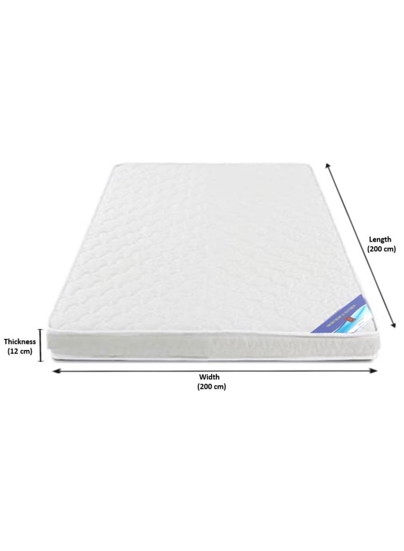 AL WADI FURNITURE Super King Size Medicated Mattress, Comfort Back Support, Reversible Use Option, Polyester Fabric, 200W x 200L x 12H cm - White - Image 2