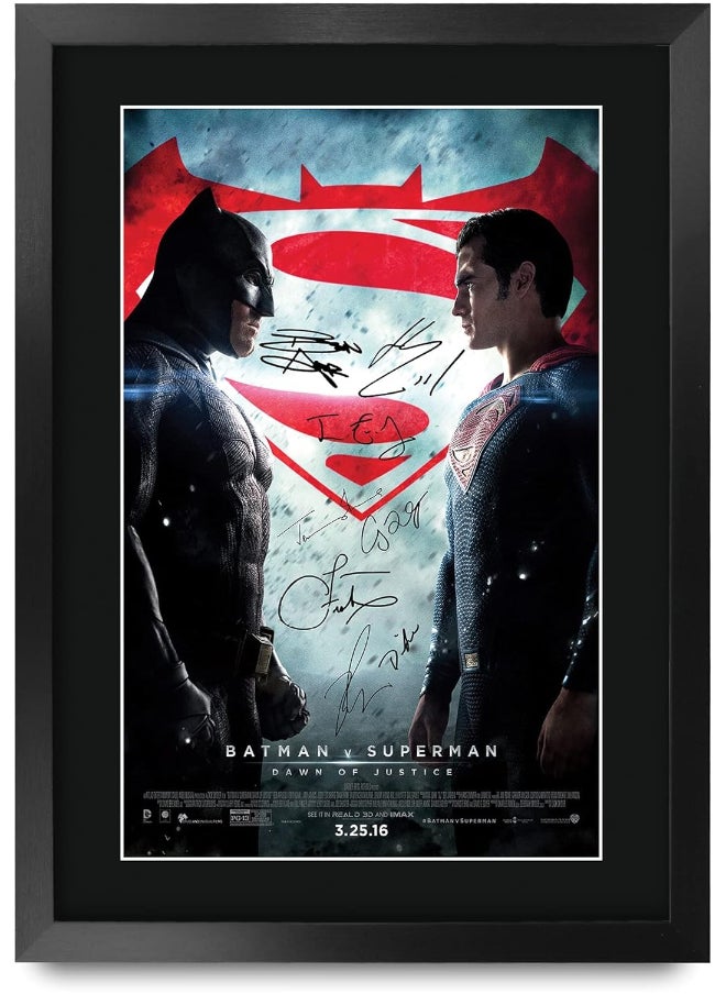 HWC Trading HWC Trading Batman v Superman Ben Affleck, Henry Cavill Gifts Printed Signed Autograph Picture for Movie Memorabilia Fans - 16" x 12" Framed  - Image 1