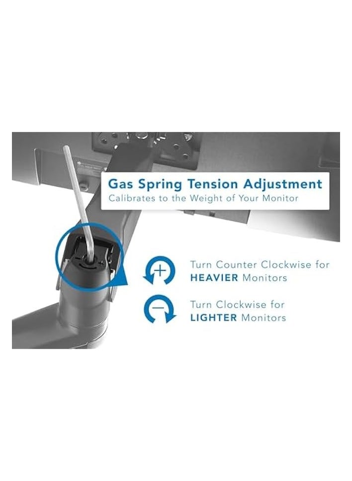 PROMASS Counterbalance Single Monitor Arm Wall Mount, For 17"-32" Inches & Full Motion Long Arm With Gas Spring & Height Adjustable & Desk Mount, (91-1.DA32112) Black - Image 4