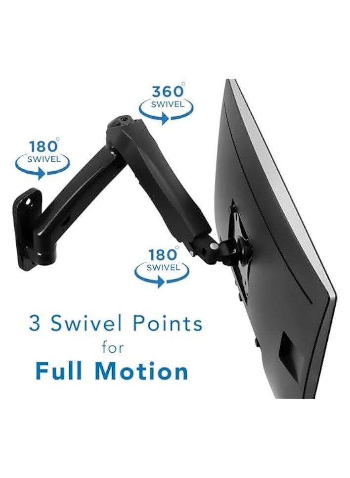 PROMASS Counterbalance Single Monitor Arm Wall Mount, For 17"-32" Inches & Full Motion Long Arm With Gas Spring & Height Adjustable & Desk Mount, (91-1.DA32112) Black - Image 5
