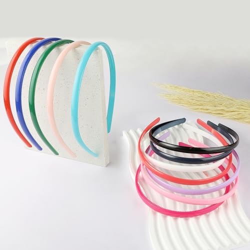Seeotwo 12 Pieces Premium Plastic Hairband Sports Yoga Multi Style Non-Slip Multi Colour Glossy Korean Headband Unisex Fashion Adjustable Hair Band for Women, Girls, Teens, Men (Multicolor, 12) - Image 4