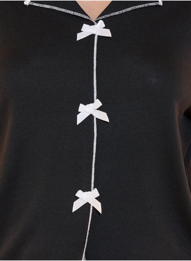 Take Two Contrast Edge Long Sleeves Top & Pants Pyjama Set  - Image 3