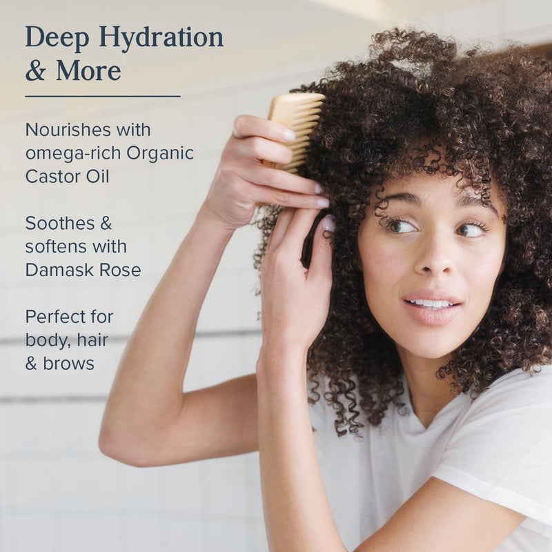 HERITAGE STORE Rose Castor Oil Nourishing Hair Treatment - Deep Hydration for Hair, Body Care and Brows - Cold Pressed Organic Castor Oil, Organic Rose Oil, Damask Rose - Vegan, 60-Day Guarantee, 2oz - Image 2