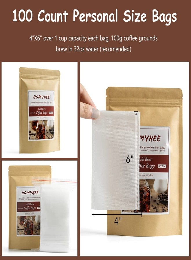 HOMYHEE No Mess Cold Brew Coffee Filters - 100 Count Disposable Fine Mesh Brewing Bags for Concentrate/Iced Coffee Maker, French/Cold Press Kit, Hot Tea in Mason Jar or Pitcher, 4 x 6 Inches - Image 2