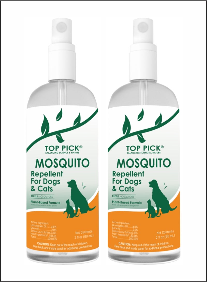 Top Pick Natural Defense - Top Pick Plant Based Mosquito Repellents for Dogs and Cats (Pack of 2)