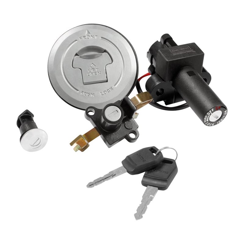 Deutsche Ignition Lock Painted Finish Compatible with Hero Glamour 125 (Set of 4) | Ignition Switch Cum Steering Lock | Petrol Tank Lock | Tool Box Lock | Seat Lock (2 Wire) | 2 POLE 2 PIN - Image 1