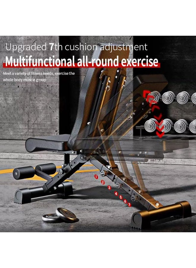 WALALLA Adjustable Weight Bench for Home Gym – Foldable Strength Training Bench Press with Resistance Bands, 600 lb Capacity, 7-Level Incline/Decline,Full Body Workout Equipment for Men & Women - Image 3