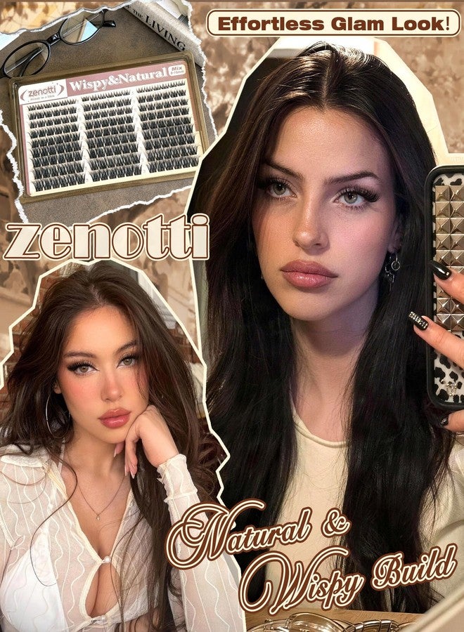 zenotti Wispy Lash Clusters Natural Eyelash Clusters Fluffy Wispy Cluster Eyelash Extensions D Curly Individual Lashes with Thin Lash Band DIY Lashes Extensions at Home 8-16mm by zenotti - Image 2