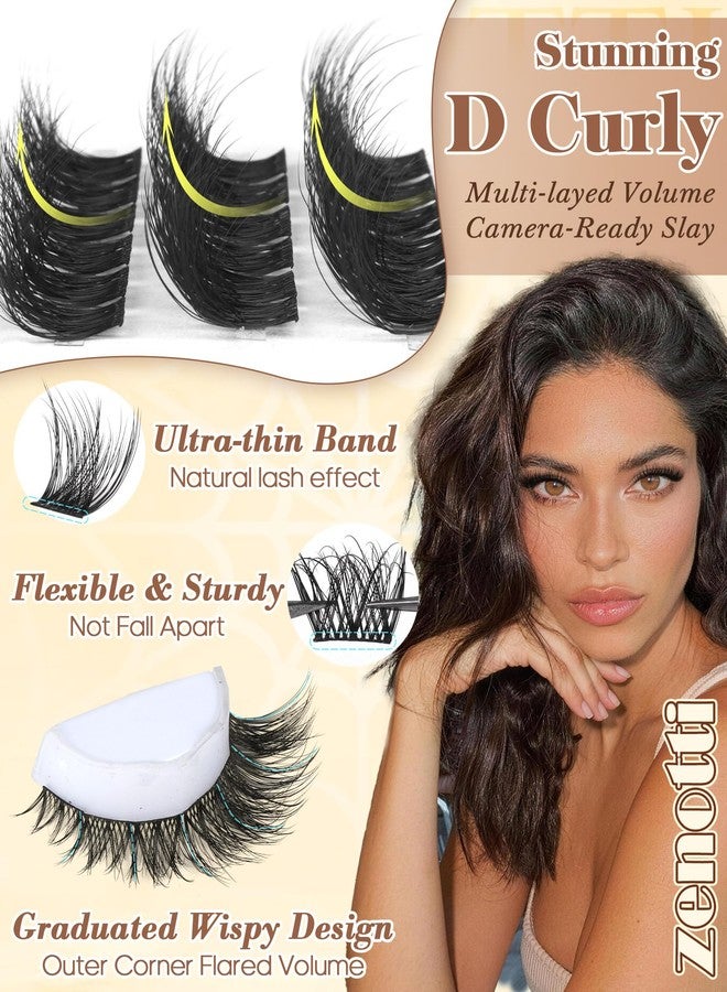 zenotti Wispy Lash Clusters Natural Eyelash Clusters Fluffy Wispy Cluster Eyelash Extensions D Curly Individual Lashes with Thin Lash Band DIY Lashes Extensions at Home 8-16mm by zenotti - Image 4