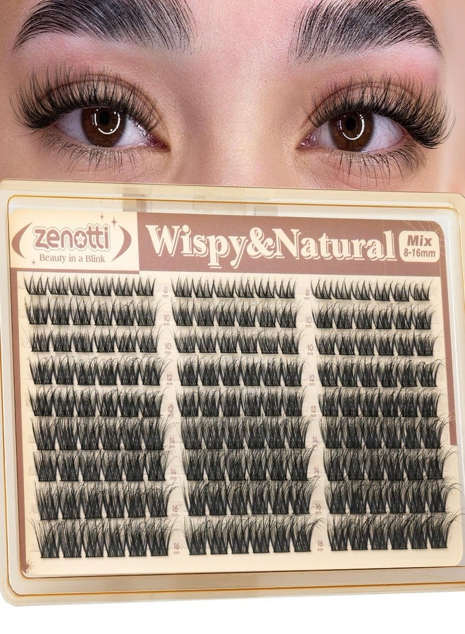 zenotti Wispy Lash Clusters Natural Eyelash Clusters Fluffy Wispy Cluster Eyelash Extensions D Curly Individual Lashes with Thin Lash Band DIY Lashes Extensions at Home 8-16mm by zenotti - Image 1
