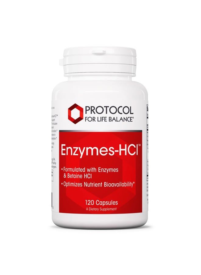 Protocol For Life Balance Enzymes-HCl - Digestive Enzymes with Bromelain - Full Spectrum of Proteases - Digestion Supplement - Soy & Dairy Free - 120 Capsules - Image 1