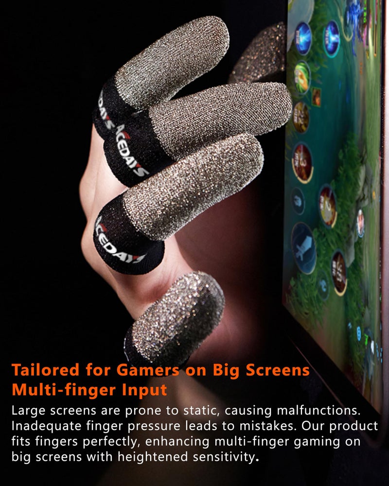 ACEDAYS Gaming Finger Sleeves,100% Visible Silver Fibers,Just Right Pressure/Breathable/Sweatproof,Gaming Gloves for PUBG Mobile/Knives Out/Call of Duty Mobile（10pcs） M - Image 4