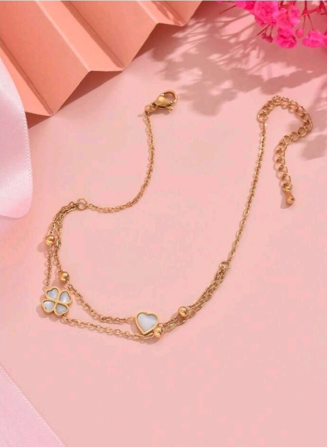 خلخال نسائي عصري وأنيق من الاستانلس ستيل باللون الذهبي - Image 3