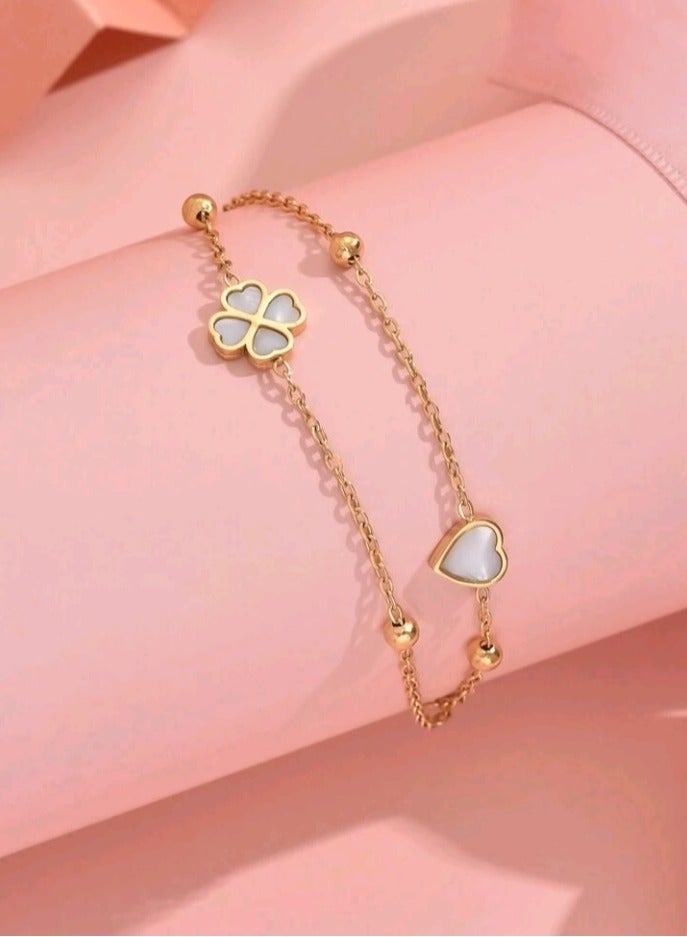 خلخال نسائي عصري وأنيق من الاستانلس ستيل باللون الذهبي - Image 2