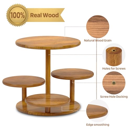 HURZMORO 4 Tier Round Cupcake Tower Stand for 50 Cupcakes,Wood Cake Stand with Tiered Tray Decor,Farmhouse Tiered Tray Decor,Cupcake Display for Birthday Graduation Baby Shower Tea Party - Image 2