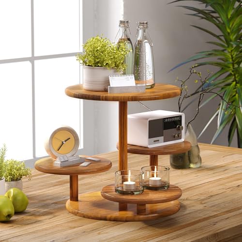 HURZMORO 4 Tier Round Cupcake Tower Stand for 50 Cupcakes,Wood Cake Stand with Tiered Tray Decor,Farmhouse Tiered Tray Decor,Cupcake Display for Birthday Graduation Baby Shower Tea Party - Image 5