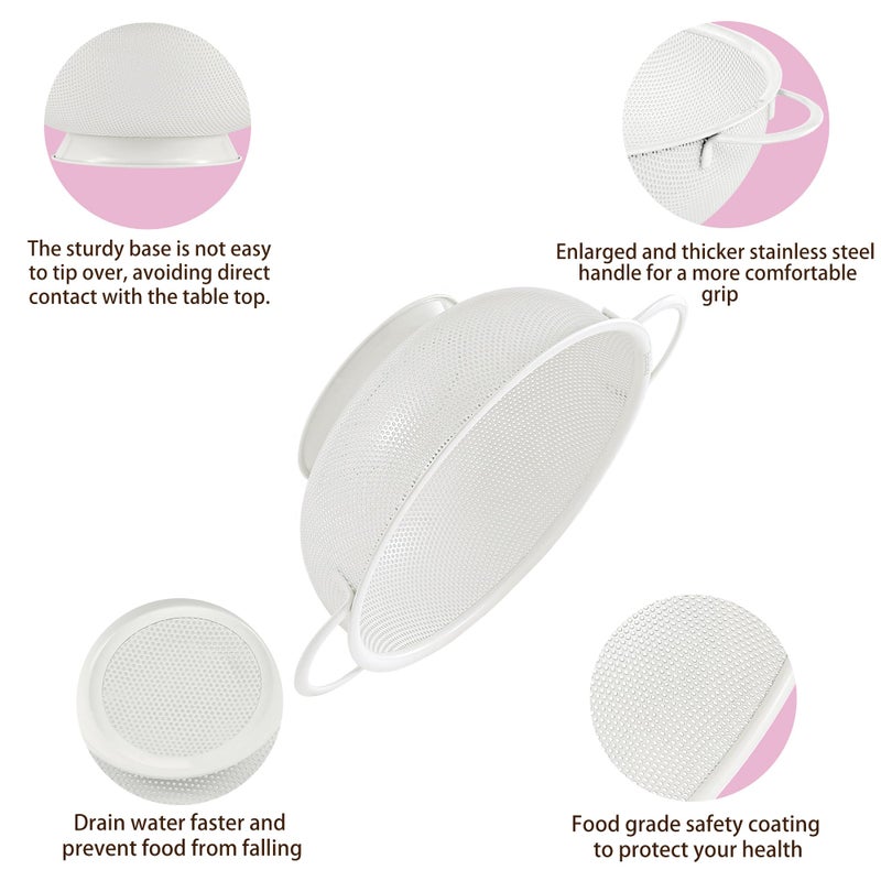 BeFare Stainless Steel Colander 3 Piece,Metal Strainer Basket with Solid Base and Handles for Kitchen Food,Pasta, Noodles, Vegetables and Fruits,Powder Coated,BPA Free,Dishwasher Safe,2 & 3 & 4.5 Qt (Cream) - Image 5