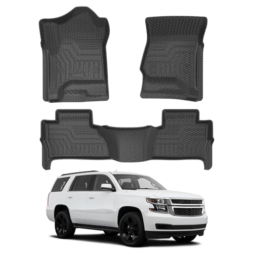 Mixsuper Custom Fit Floor Mats for Chevrolet Tahoe/GMC Yukon 2015-2020, All Weather Floor Liners Durable 1st & 2nd Row Set Black - Image 1