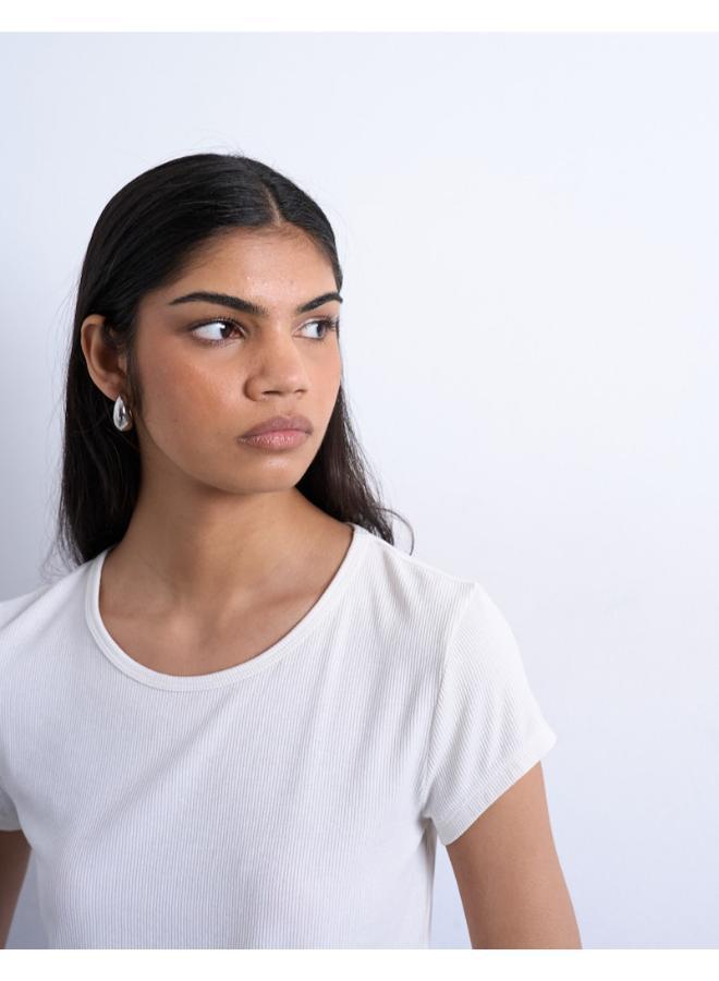 TOPSHOP Casual Short Sleeve Ribbed T-Shirt - Image 3