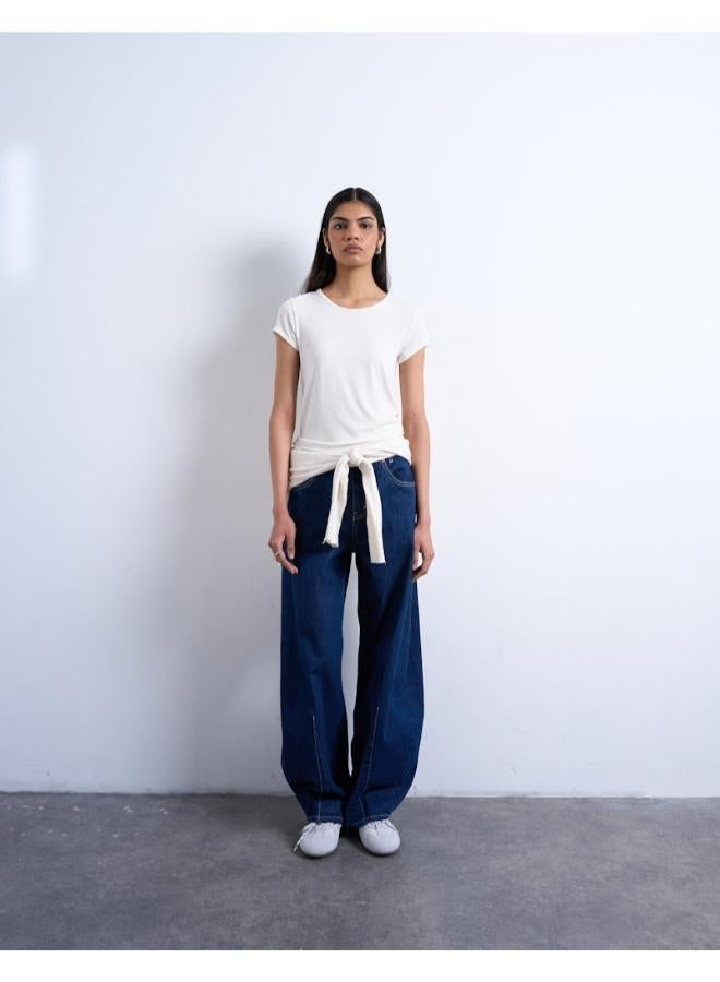 TOPSHOP Casual Short Sleeve Ribbed T-Shirt - Image 4